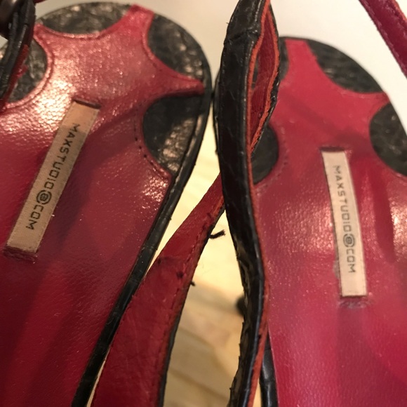 Max Studio Black Alligator Slingback Heels - Picture 3 of 8